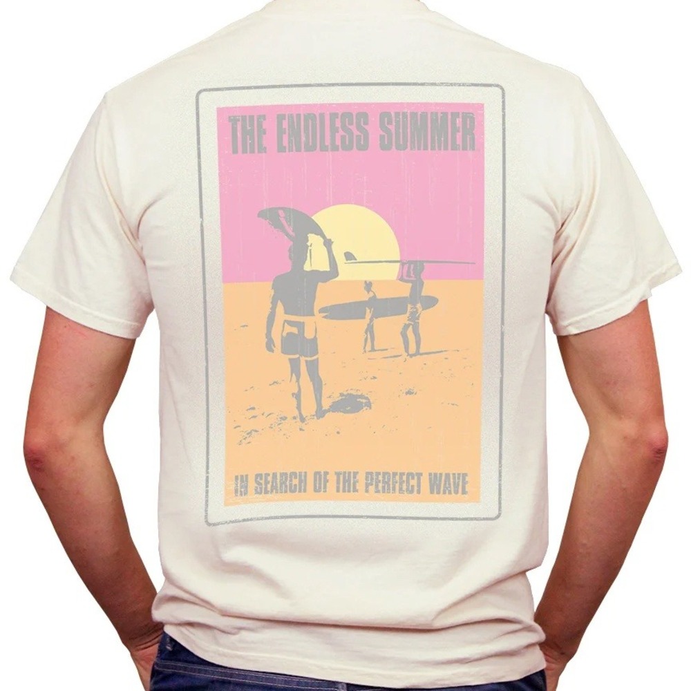 Malibu Shirts Mens‎ The Endless Summer Hawaii Graphic T-Shirt Cream Medium